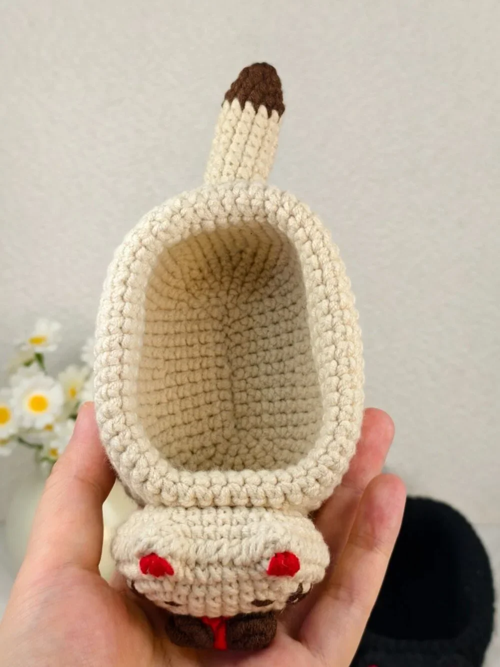 Handmade Amigurumi Crochet Gray Kitten Shaped Storage Box